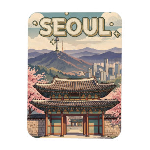 Seoul Südkorea – Kirschblüten & Skyline Magnet