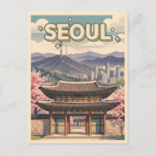 Seoul Südkorea – Kirschblüten & Skyline Postkarte