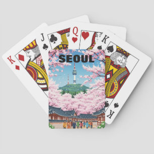 Seoul Südkorea Kirschblüten Spielkarten