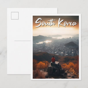 Seoul Südkorea Kunst Vintage Reiseillustration Postkarte