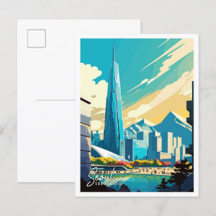 Seoul Südkorea Kunst vintage Reiseillustration Postkarte