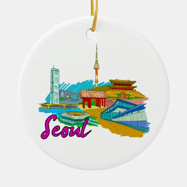 Seoul - SüdKorea.png Keramik Ornament (Vorne)