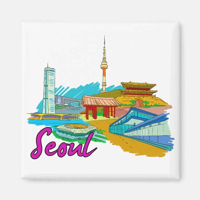 Seoul - Südkorea.png Magnet (Vorne)