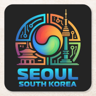 Seoul Südkorea Rechteckiger Pappuntersetzer