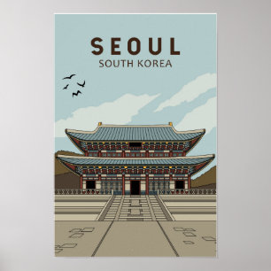 Seoul Südkorea Reise Kunst Vintage Poster