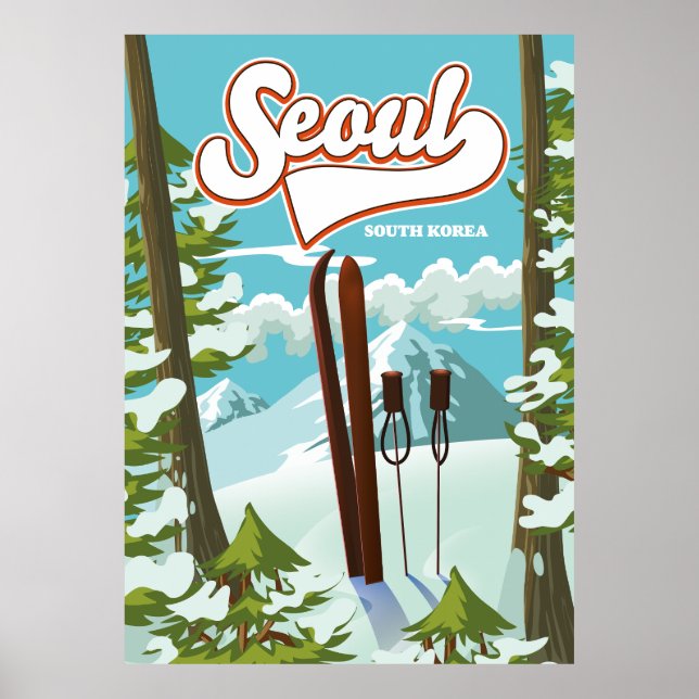 Seoul Südkorea Skiposter Poster (Vorne)