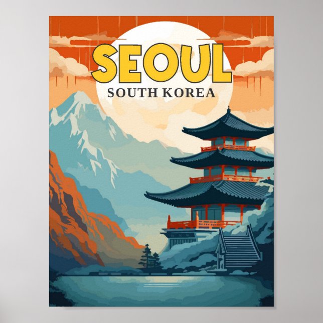 Seoul Südkorea Vintage Illustration Poster (Vorne)