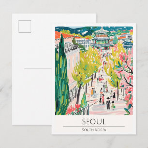 Seoul Südkorea Vintage-Kunstillustration Reise Postkarte