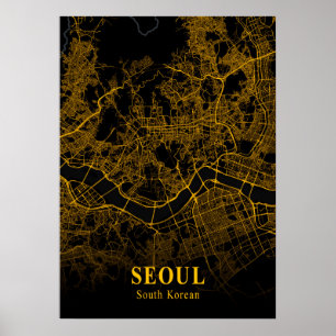 Seoul - Südkoreanische Gold City Karte Poster