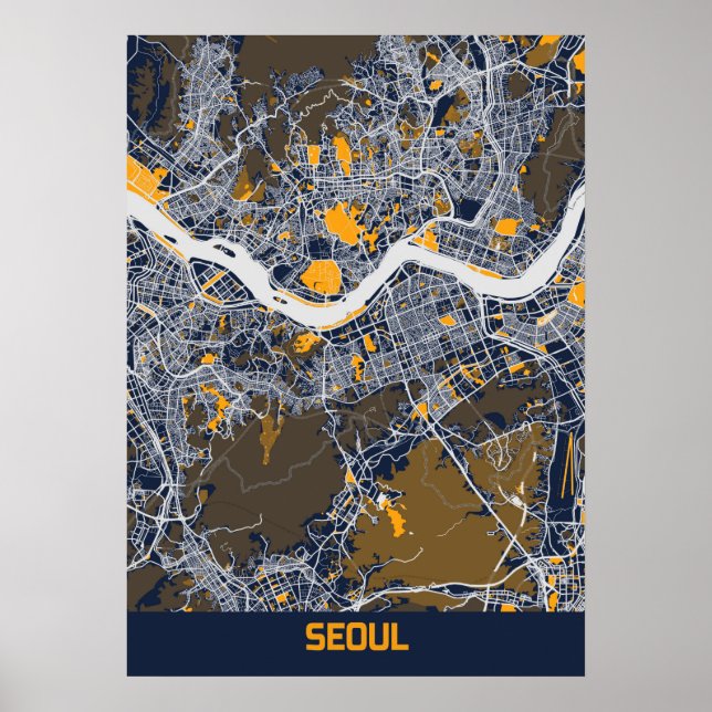 Seoul - Südkoreanischer Bluefresh City Map Poster (Vorne)