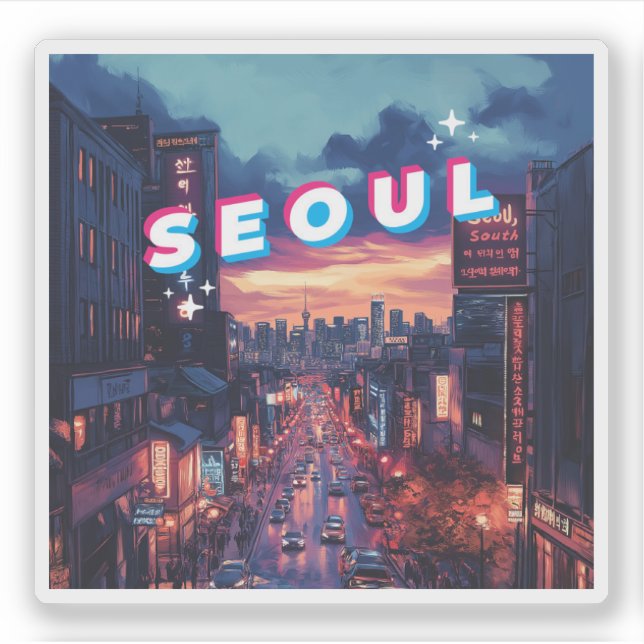 Seoul Sunset: Eine lebendige Stadtbesichtigung Aufkleber (Vorderseite)