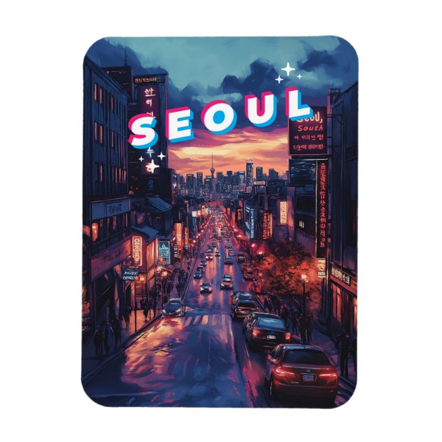Seoul Sunset: Eine lebendige Stadtbesichtigung Magnet (Vertikal)