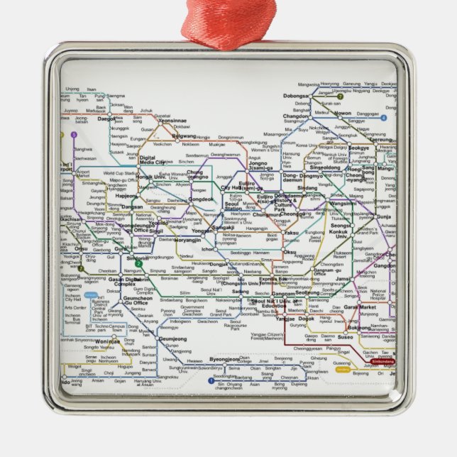 Seoul-Untergrundbahn-Karte Ornament Aus Metall (Vorne)
