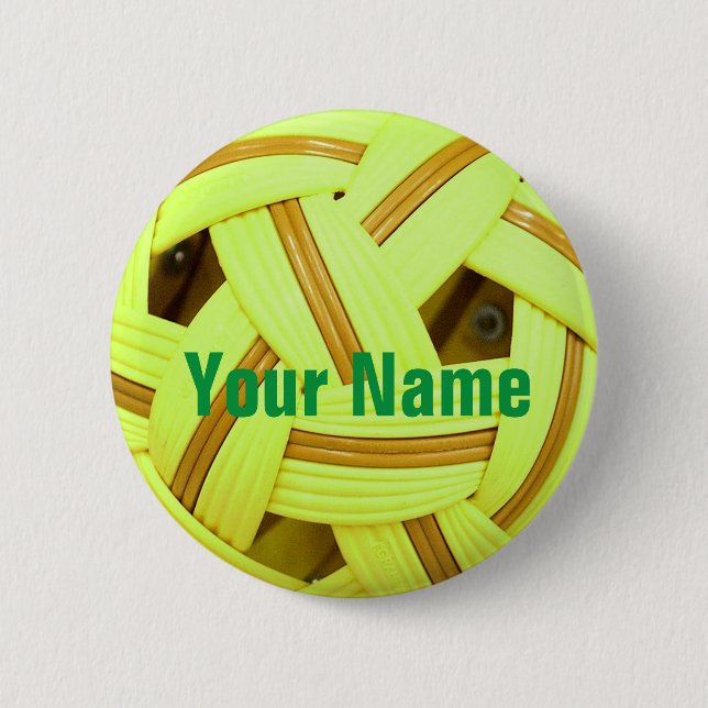 Sepak Takraw Ball Yellow Sports Button (Vorderseite)