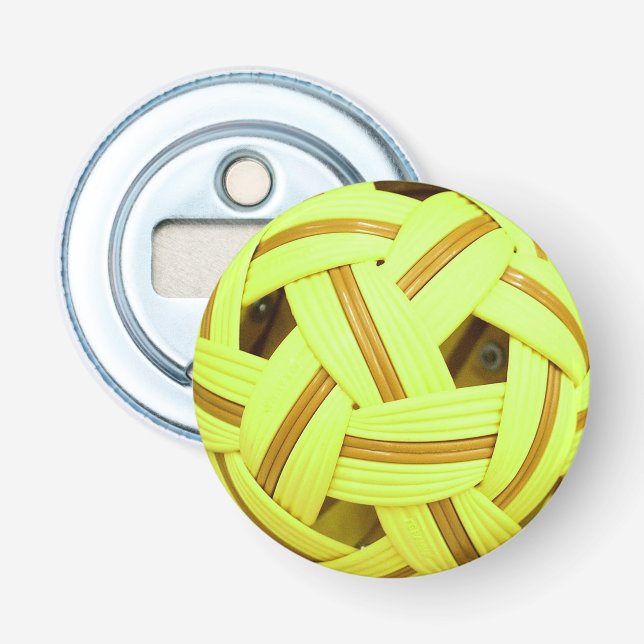 Sepak Takraw Ball Yellow Sports Flaschenöffner (Vorderseite)