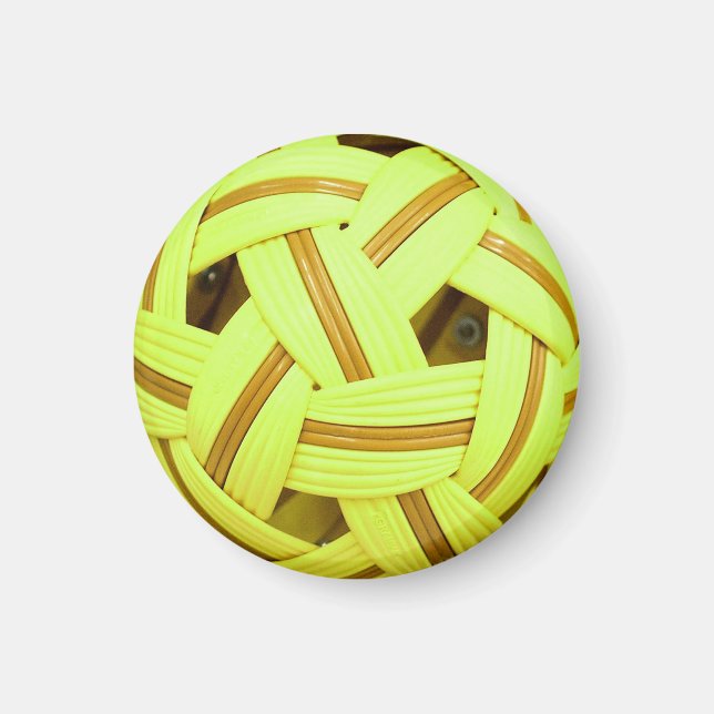Sepak Takraw Ball Yellow Sports Magnet (Vorne)