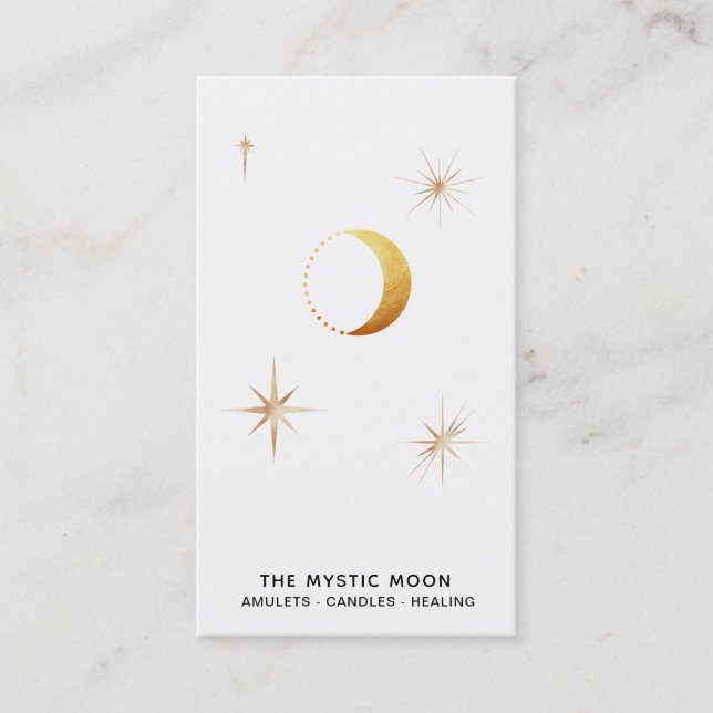 *~* Separate Gold Lunar Stars Mystic Moon Luna Visitenkarte (Vorderseite)