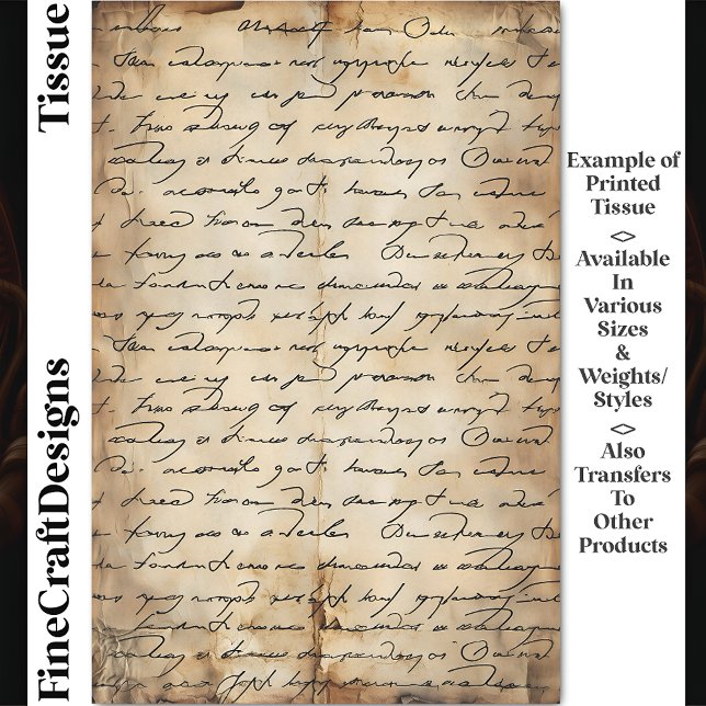 SEPI Aged Paper Elegant Writing DC8a Decoupage Seidenpapier (Von Creator hochgeladen)