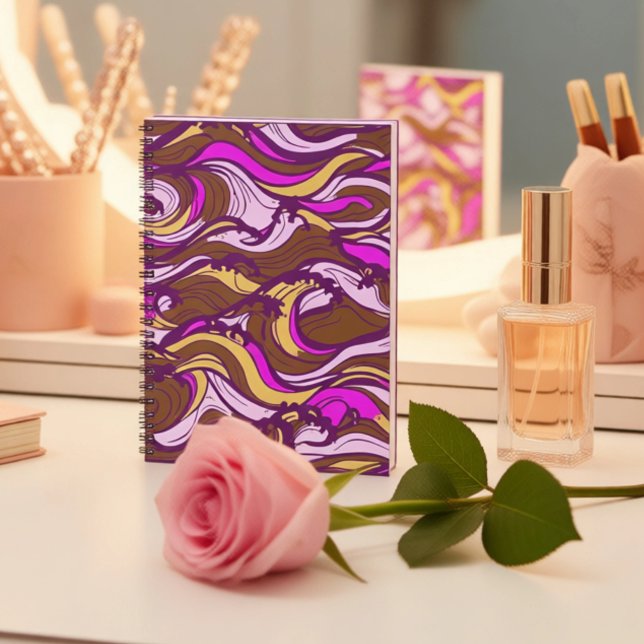 Sepia Abstract Pebble Bean Repeating Pattern Notizblock (Von Creator hochgeladen)