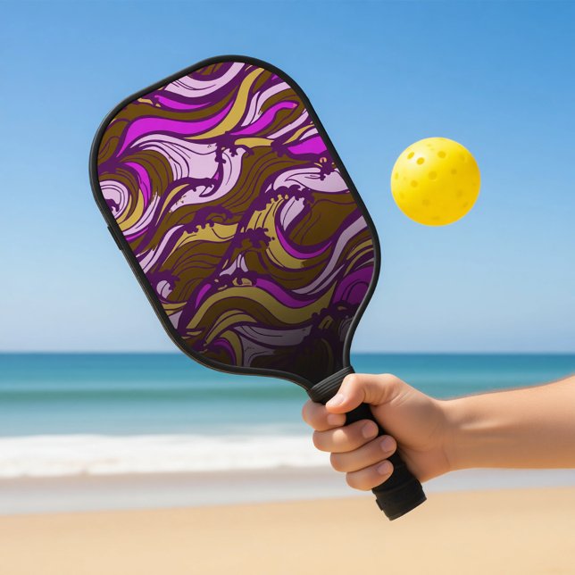 Sepia Abstract Pebble Bean Repeating Pattern Pickleball Schläger (Von Creator hochgeladen)