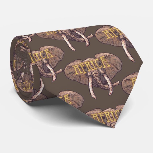Sepia Afrrica Elephant Krawatte (Gerollt)