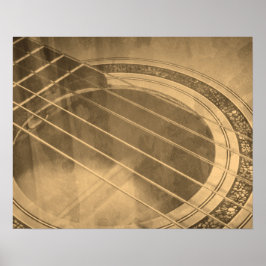 Sepia akustische Gitarren-Klangloch geschlossen Poster