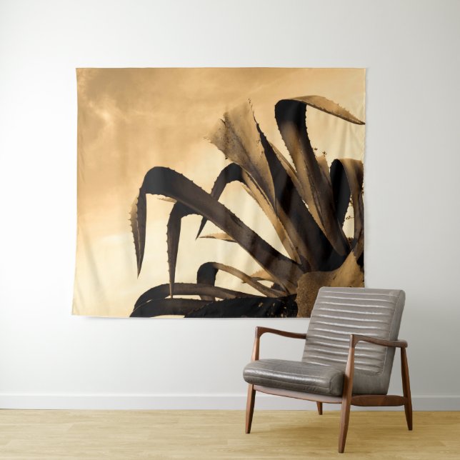 Sepia Aloe Pflanze Tapestry Wandteppich (Beispiel (Horizontal))