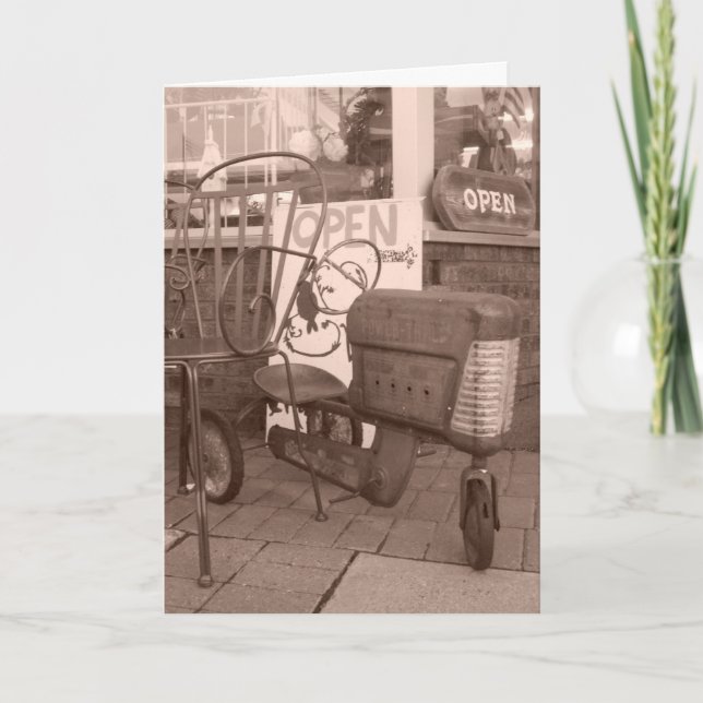 "Sepia Antique Toy Tractor" Geburtskarte Karte (Vorderseite)