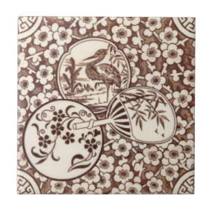 Sepia Ästhetik Japanischer Stil Antiquitäten Rep Fliese