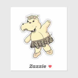 Sepia Ballerina Hippo mit Tutu Aufkleber