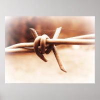 Sepia Barbwire Nah-Poster