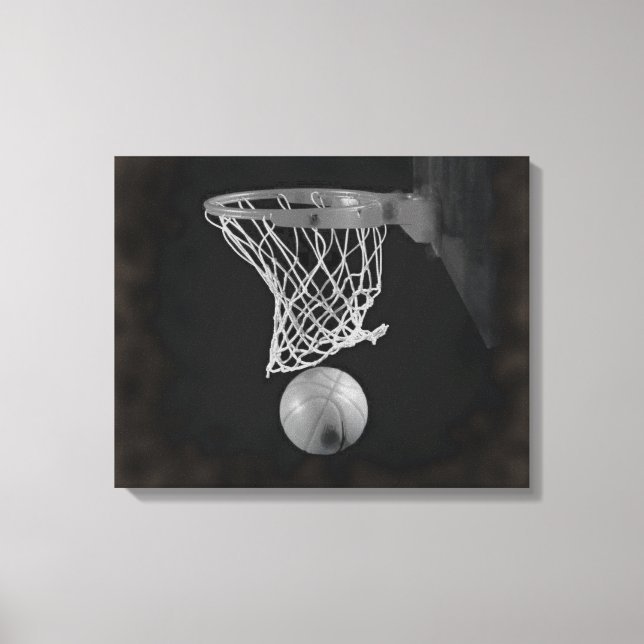 Sepia Basketball Artwork Wrapped Canvas Leinwanddruck (Vorderseite)