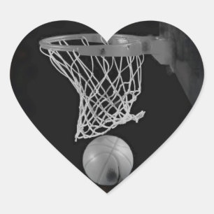 Sepia Basketball Herz-Aufkleber