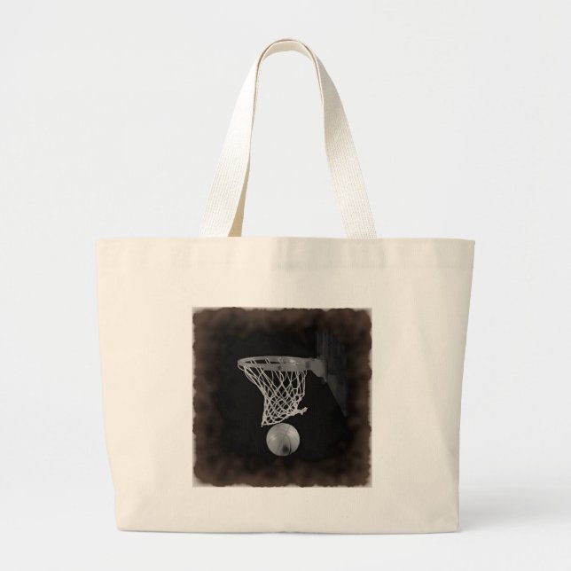 Sepia Basketball Jumbo Stoffbeutel (Vorne)