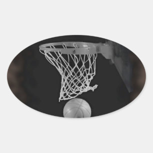 Sepia Basketball Ovaler Aufkleber