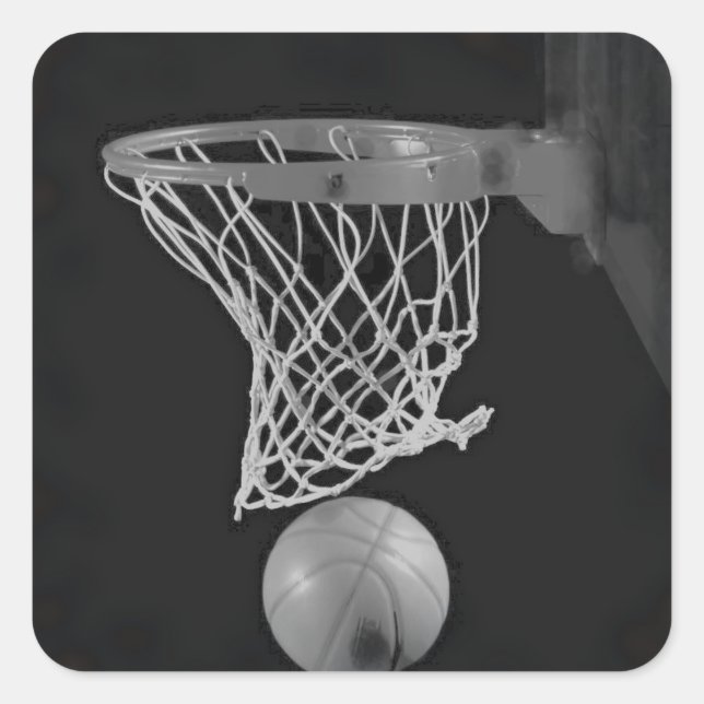 Sepia Basketball Quadratischer Aufkleber (Vorderseite)