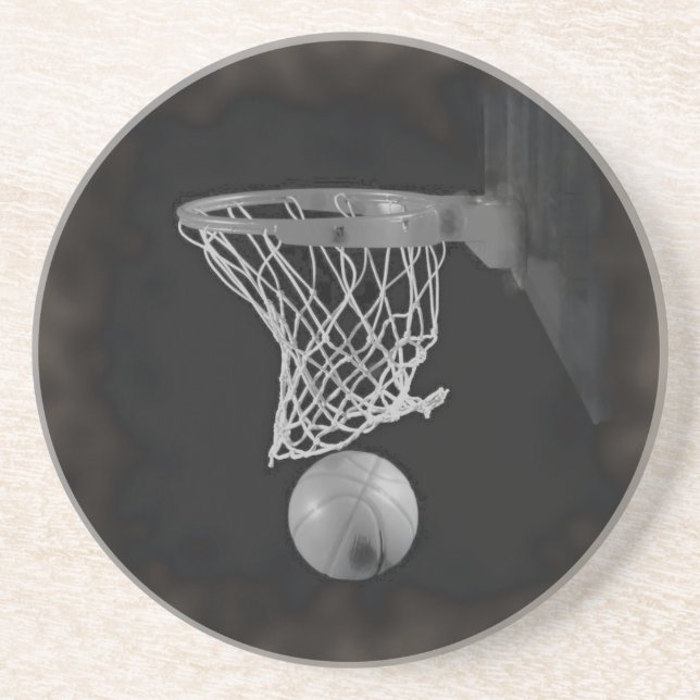 Sepia Basketball Sandstein Untersetzer (Vorne)