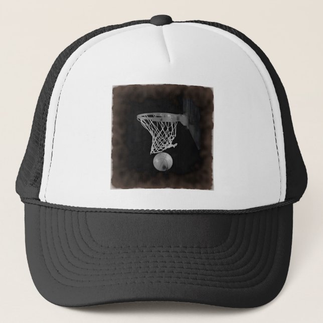 Sepia Basketball Truckerkappe (Vorderseite)