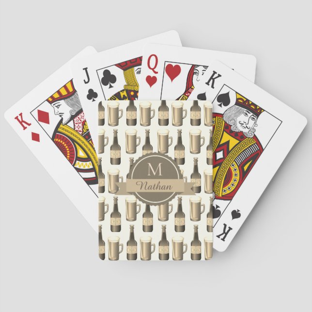 Sepia Beer Brillen und Flaschen Personalisiert Spielkarten (Rückseite)