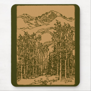 Sepia-Berge und -Wald Mousepad