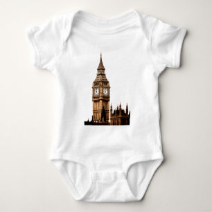 Sepia Big Ben Tower Baby Strampler