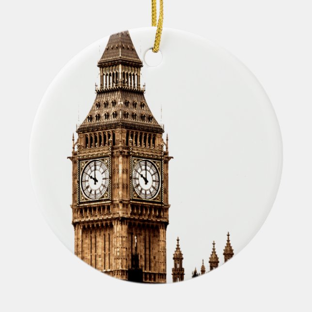 Sepia Big Ben Tower Keramikornament (Vorne)