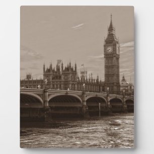 Sepia Big Ben Tower Palace in Westminster Fotoplatte