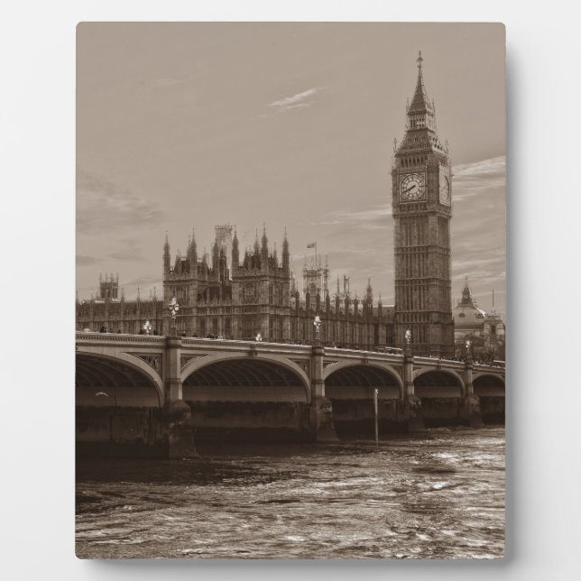 Sepia Big Ben Tower Palace in Westminster Fotoplatte (Vorderseite)