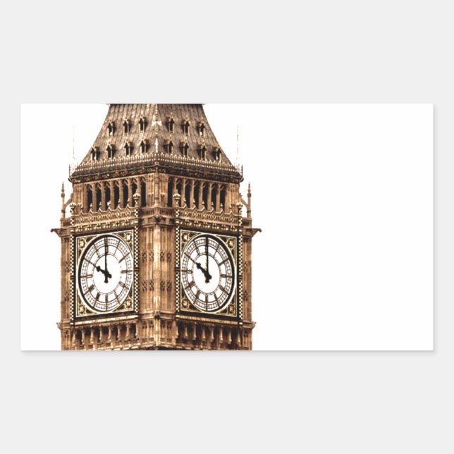 Sepia Big Ben Tower Rechteckiger Aufkleber (Vorderseite)