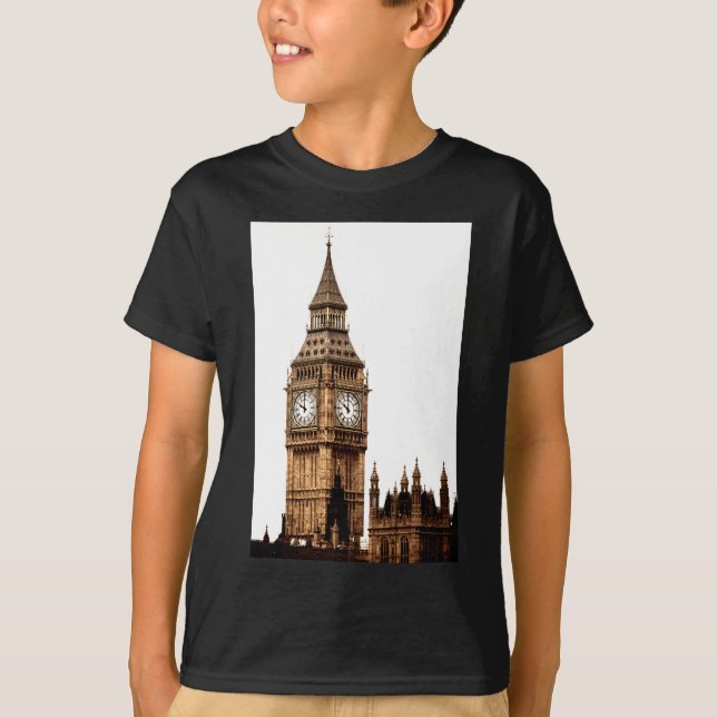 Sepia Big Ben Tower T-Shirt (Vorderseite)