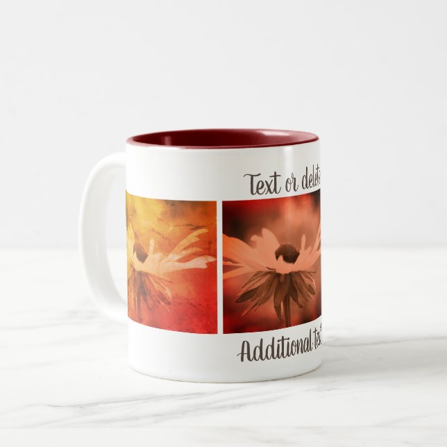 Sepia Black Mit Augen Susan Blume Personalisiert Zweifarbige Tasse (Vorderseite Links)