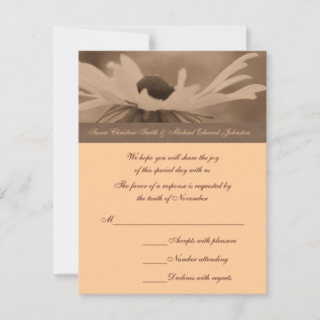Sepia Black Mit Augen Susan Blume Wedding RSVP Karte (Vorderseite)