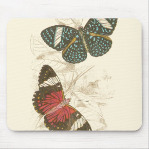 Sepia-Blätter mit farbenfrohen Schmetterlingen Mousepad
