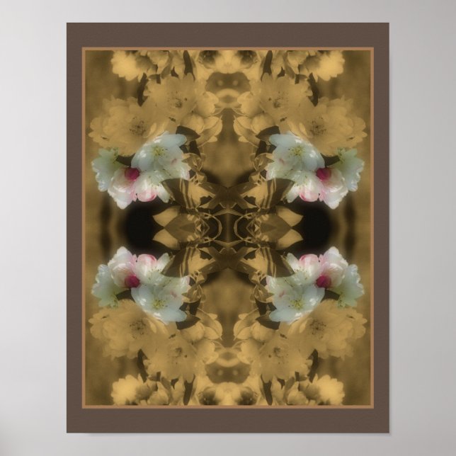 Sepia-Blume blüht teilweise Farbe Abstrakt Poster (Vorne)